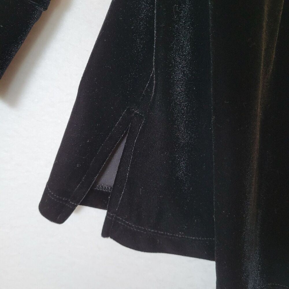 Boston Proper Womens Velvet Button Blouse Top Size Medium Black Evening Holiday - Picture 3 of 10